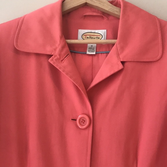 Talbots Coral Button Up Rain Trench Coat Size M - Picture 6 of 17